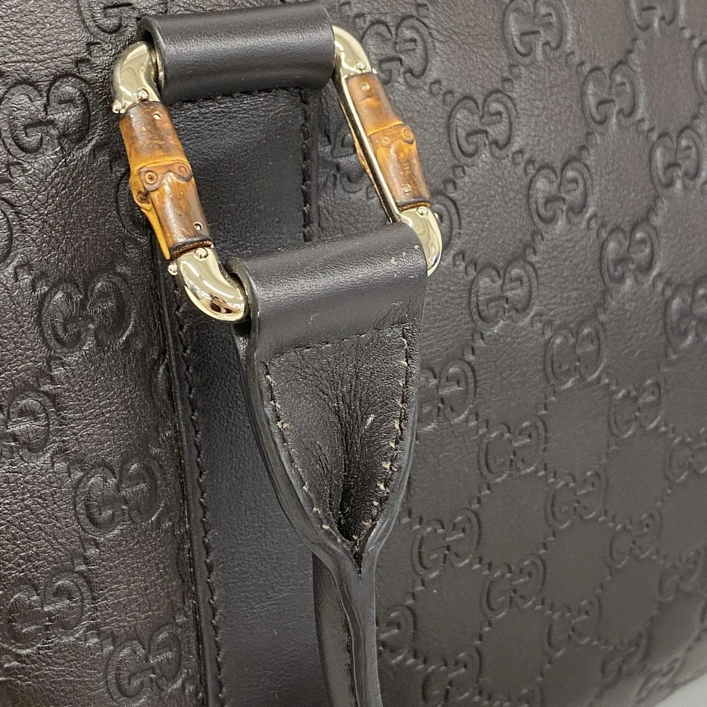 GUCCI Brown Leather Bamboo Tote Bag - Picture 8 of 10